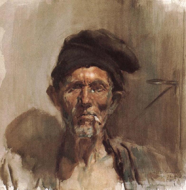 Joaquin Sorolla Smoking old man oil painting image